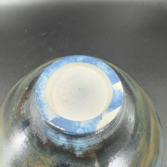 Vintage 1950s Japanese Pottery Hand Made Dish Bowl Red Splatter Glaze Signed - Picture 10 of 14